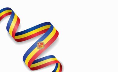 Andorran flag stylized wavy ribbon, symbolizing national pride, celebration, or cultural identity. Vector illustration.
