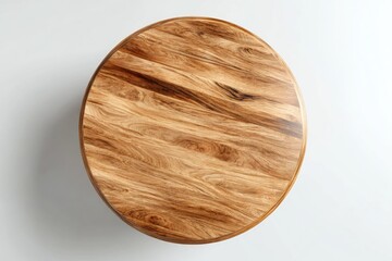 Wooden Round Table Top Surface with Natural Grain Pattern and Brown Color Tone Details