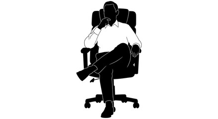 Businessman Sitting in Office Chair, Relaxed and Contemplative