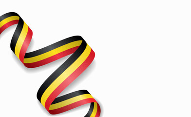 Belgian flag stylized wavy ribbon, symbolizing national pride, celebration, or cultural identity. Vector illustration.