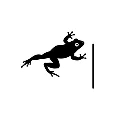 Frog leap over vertical marker silhouette vector illustration