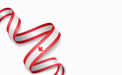 Canadian flag stylized wavy ribbon, symbolizing national pride, celebration, or cultural identity. Vector illustration.
