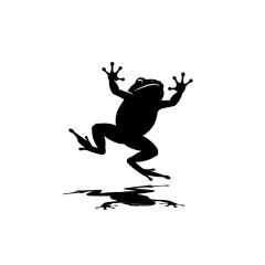 Frog jump with ground shadow silhouette vector illustration