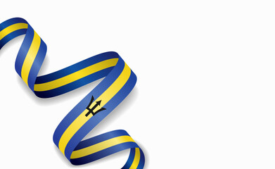 Barbadian flag stylized wavy ribbon, symbolizing national pride, celebration, or cultural identity. Vector illustration.