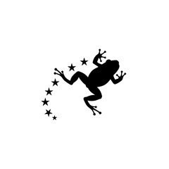 Frog jump with motion trail silhouette vector illustration