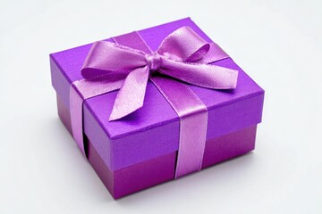 Purple Gift Box with Ribbon Bow, Wrapped Present, Luxury Packaging, Gift Giving Concept