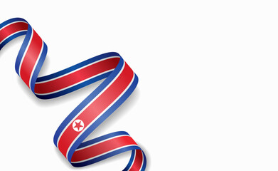 North Korean flag stylized wavy ribbon, symbolizing national pride, celebration, or cultural identity. Vector illustration.