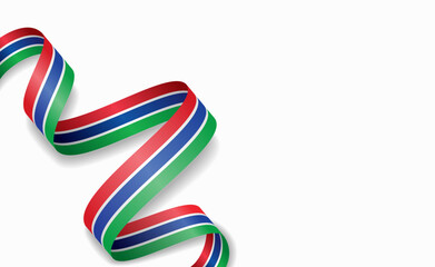 Gambian flag stylized wavy ribbon, symbolizing national pride, celebration, or cultural identity. Vector illustration.