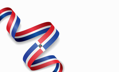 Dominican Republic flag stylized wavy ribbon, symbolizing national pride, celebration, or cultural identity. Vector illustration.