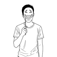 The Mask of Happiness: Hiding True Emotions and Depression in Society Illustration