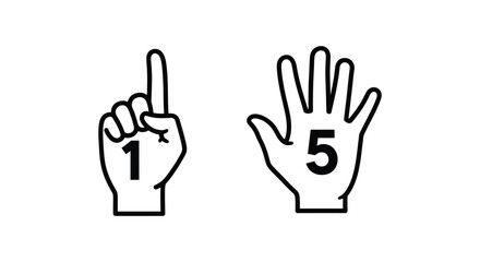 Hand Gestures for Numbers One, Three, and Five