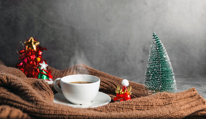 warm christmas coffee on Cozy knit shirt