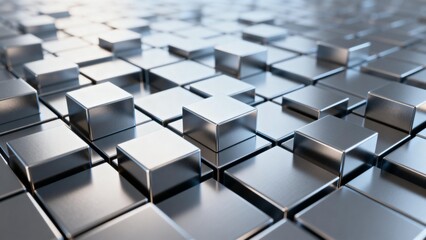 Metallic cubes arranged in a grid pattern