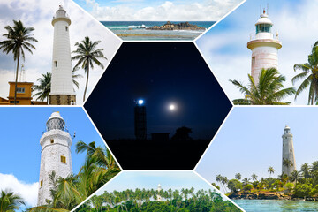 Lighthouse Travel Collage with Coastal Landscapes and Night View