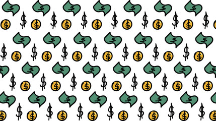 The financial background consists of coins, paper money and monetary symbols.