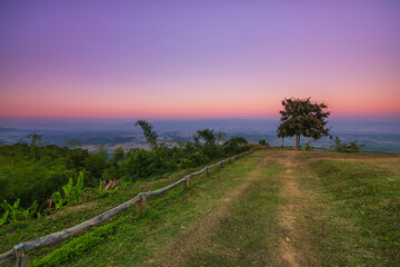 Beautiful sunset on Pha Daeng viewpoint, Na Yung Nam Som National park, Udon-Thani province , Thailand.
