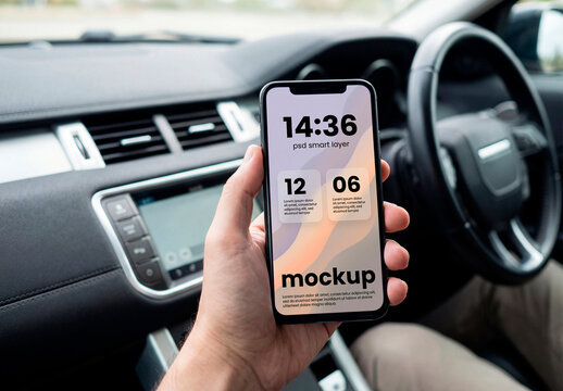 Smartphone held inside car