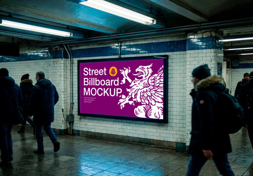 Subway advertising display mockup