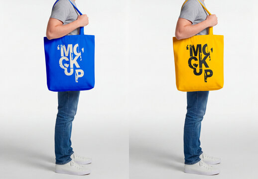 Side view tote bag mockup