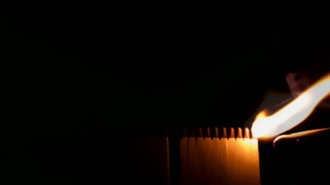A number of matches ignited from one another