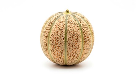 Fresh Whole Cantaloupe Melon on White Background