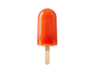 Isolated orange ice pop on a stick, a frozen treat for hot weather and summertime fun