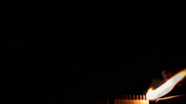 A number of matches ignited from one another