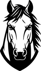 Determined Heroic Horse Face Vector Silhouette for Sports Branding