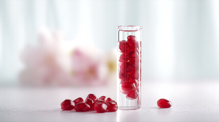 pomegranates in glass jar