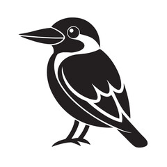 Flat Style Kookaburra Perched Bird Silhouette Artwork