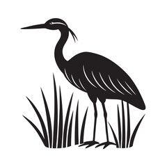 Obraz premium Flat Style Bittern Wetland Bird Silhouette Design
