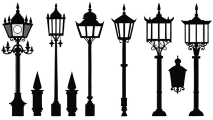 Set of Mid-Century Retro Street Lamps with Round Globe Lights