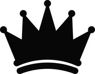 Vector black crown symbol with jewels and points silhouette Illustration