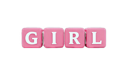 Pink Blocks Spelling GIRL on White Background