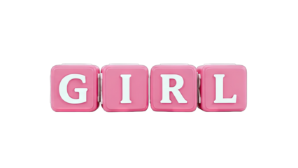 Pink Blocks Spelling GIRL on White Background