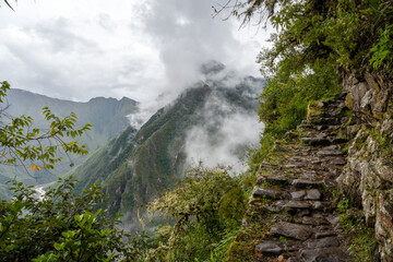 Ancient Inca trail leading to the Inca Bridge - Puente Inca - at Machu Picchu © daboost