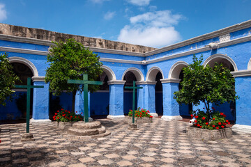 Peaceful Courtyard at Santa Catalina Monastery, Arequipa, Peru