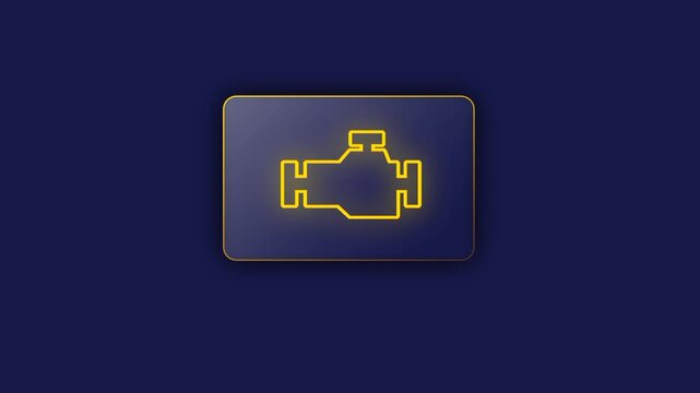 A glowing yellow engine outline icon is centered on a dark blue background representing vehicle diagnostics or mechanical maintenance services today