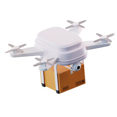 3D Illustration Box And Drone