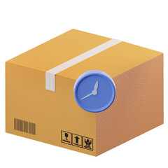 3D Illustration Box On Time