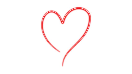 A minimalist hand-drawn red heart outline on a clean white background symbolizing love and passion