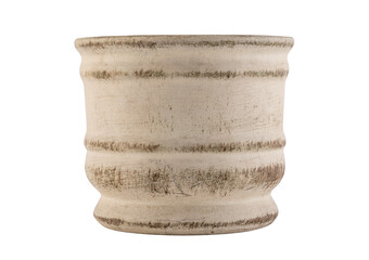 Beige flowerpot isolated on white background with clipping path