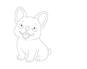 French Bulldog Front View Line Art. Cute Dog Outline Illustration. Minimal Puppy Character Vector. Clean Stroke Animal Drawing Isolated.