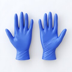 Obraz premium Blue Disposable Medical Examination Gloves on White Background
