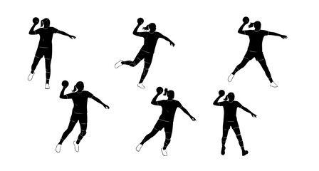 Handball Player Silhouette Poses in Dynamic Action Shots