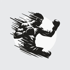 Black Silhouette boxer punching