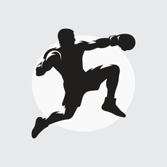 Black Silhouette boxer punching