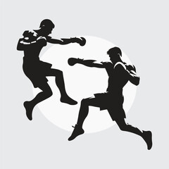 Black Silhouette boxer punching