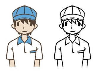手描きの作業員正面