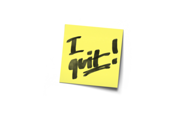I Quit! Post-It Note With Bold Handwritten Script On yellow Square Card